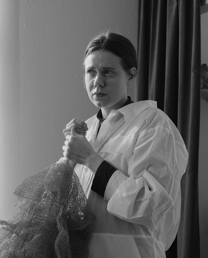 Riikka Peltola is a fashion designer and fibre artist who forms a relationship with fibres by exploring them through themes of care, stories and emotions.